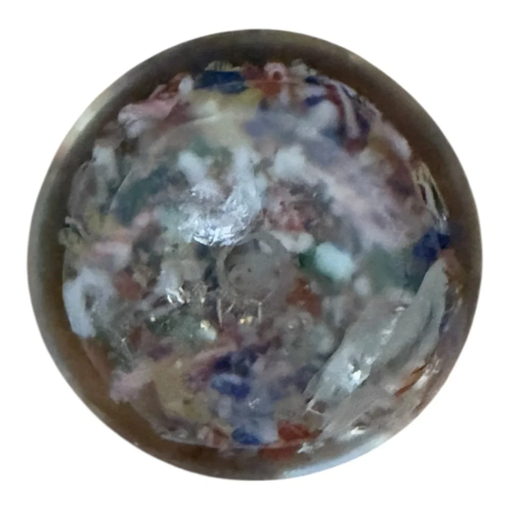 Vintage Scramble End of Day‎ Millefiori Paperweight Round as is